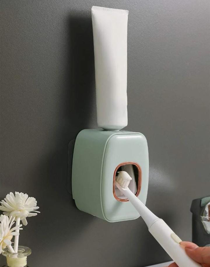 Ketsicart Durable Toothpaste Dispenser Wall Mounted Toothpaste Dispenser Toothpaste Squeezer, Hygienic and Clean Dispenser Toothpaste Dispenser, Blue and White Toothpaste Dispenser Toothpaste Holder 1 DISPENCER