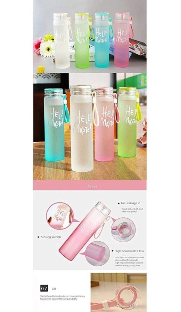 AUDiO-X Hello Master Water Bottle - 500 Ml ( Pack of 1), Water Bottle for Home, Office, Gym, Picnic and Travelling – Stylish Glass Bottle - Image 2